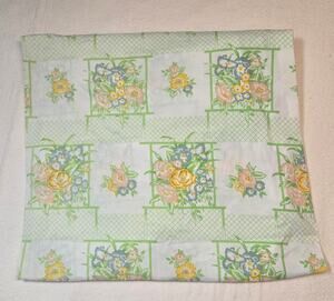 Vintage Cannon Monticello Twin Fitted Sheet Green Floral